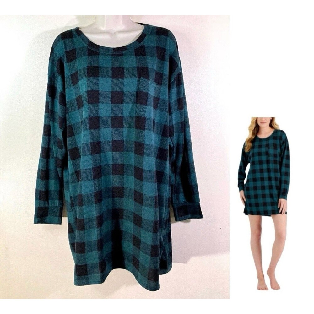 NWOT  Jenni Womens XS Supersoft Sleepshirt June Bug Buffalo Check 100154884